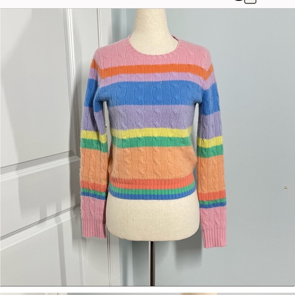 Ralph Lauren Black Label 100% Cashmere Rainbow Colors Sweater size M